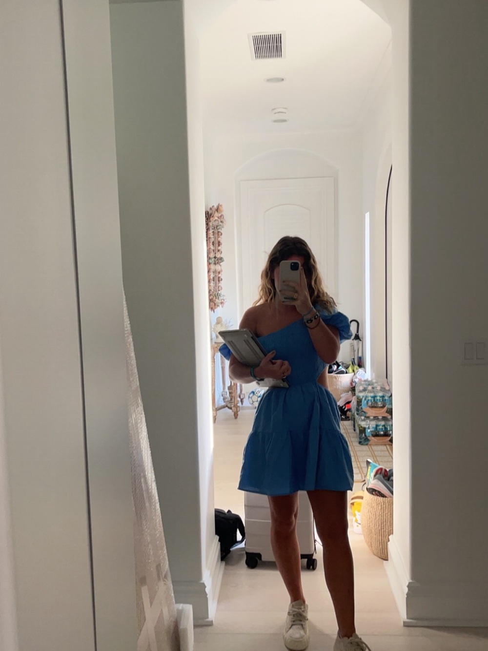 Sabo Skirt One-Shoulder Blue Mini Dress